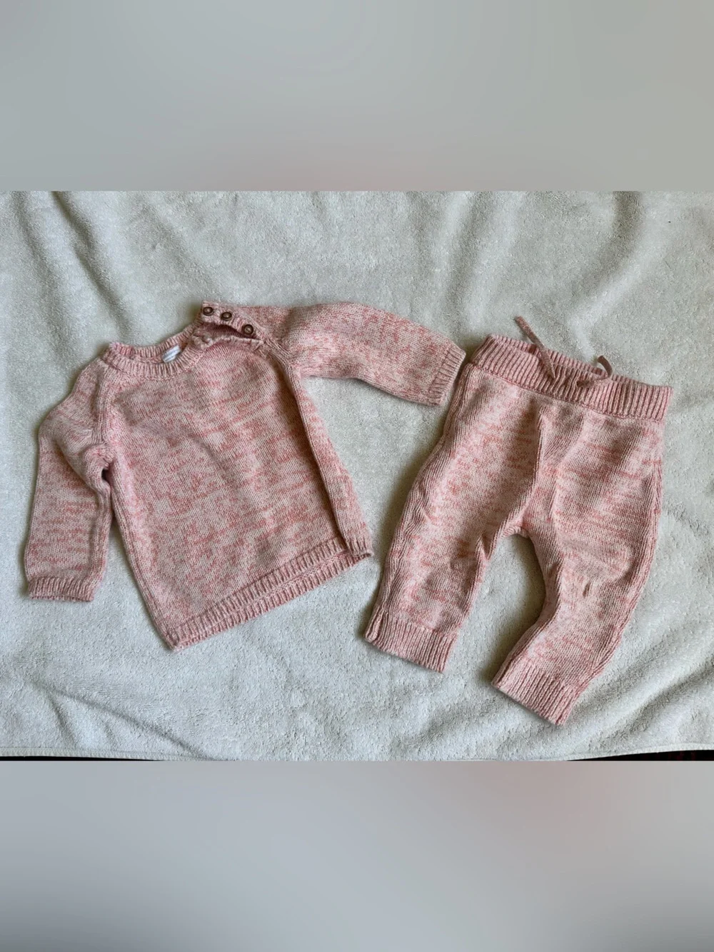 Carter's Marled Light Pink Knit Baby Sweater Set